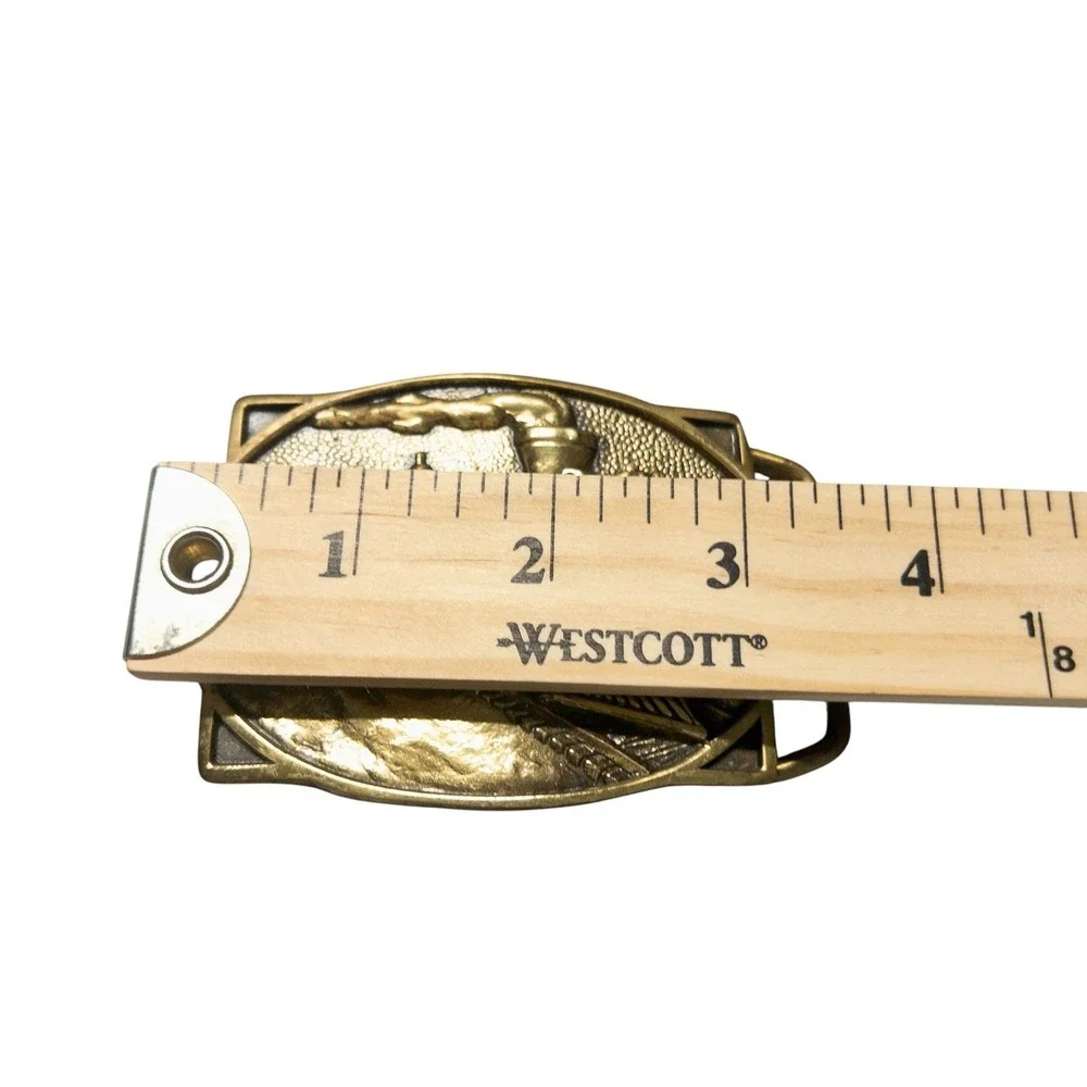 1970s BTS Solid Brass Train Locomotive Engine Belt Buckle Vintage Made‎ In USA